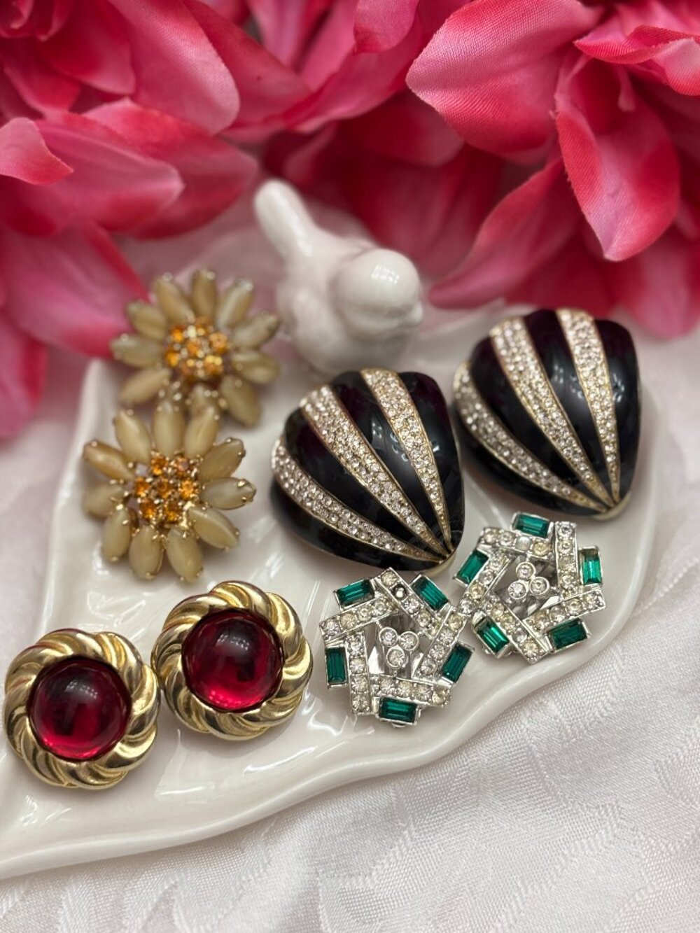 VINTAGE RHINESTONE & CABOCHON CLIP EARRINGS COLLECTION